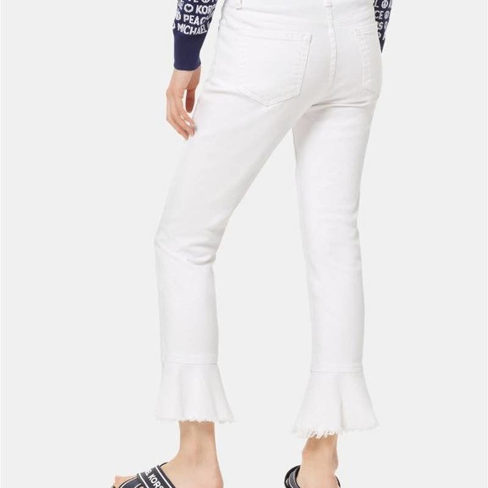 Michael Kors Flounce-Trimmed Cropped Skinny Jeans - Picture 2 of 5